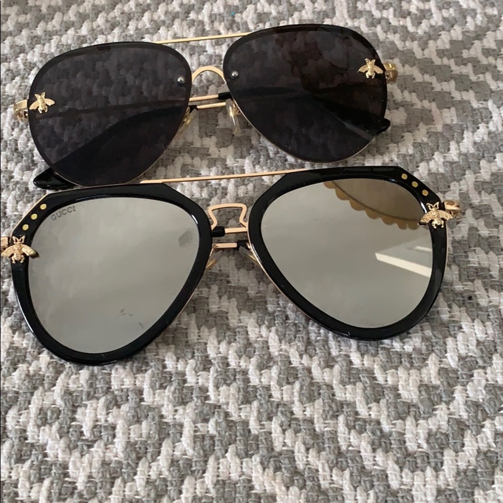 Two pairs of aviator sunglasses